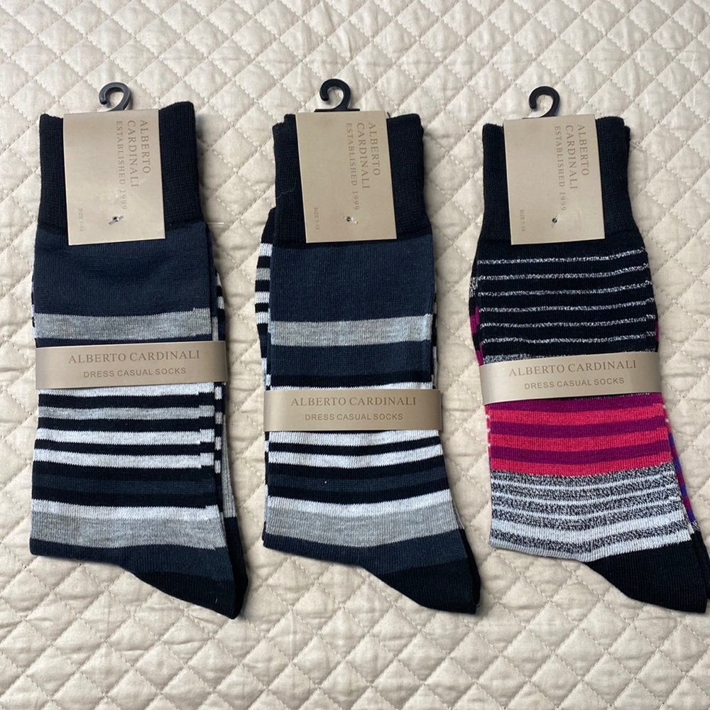 Lot 3 New Alberto Cardinali Fashion Dress Socks size7-13